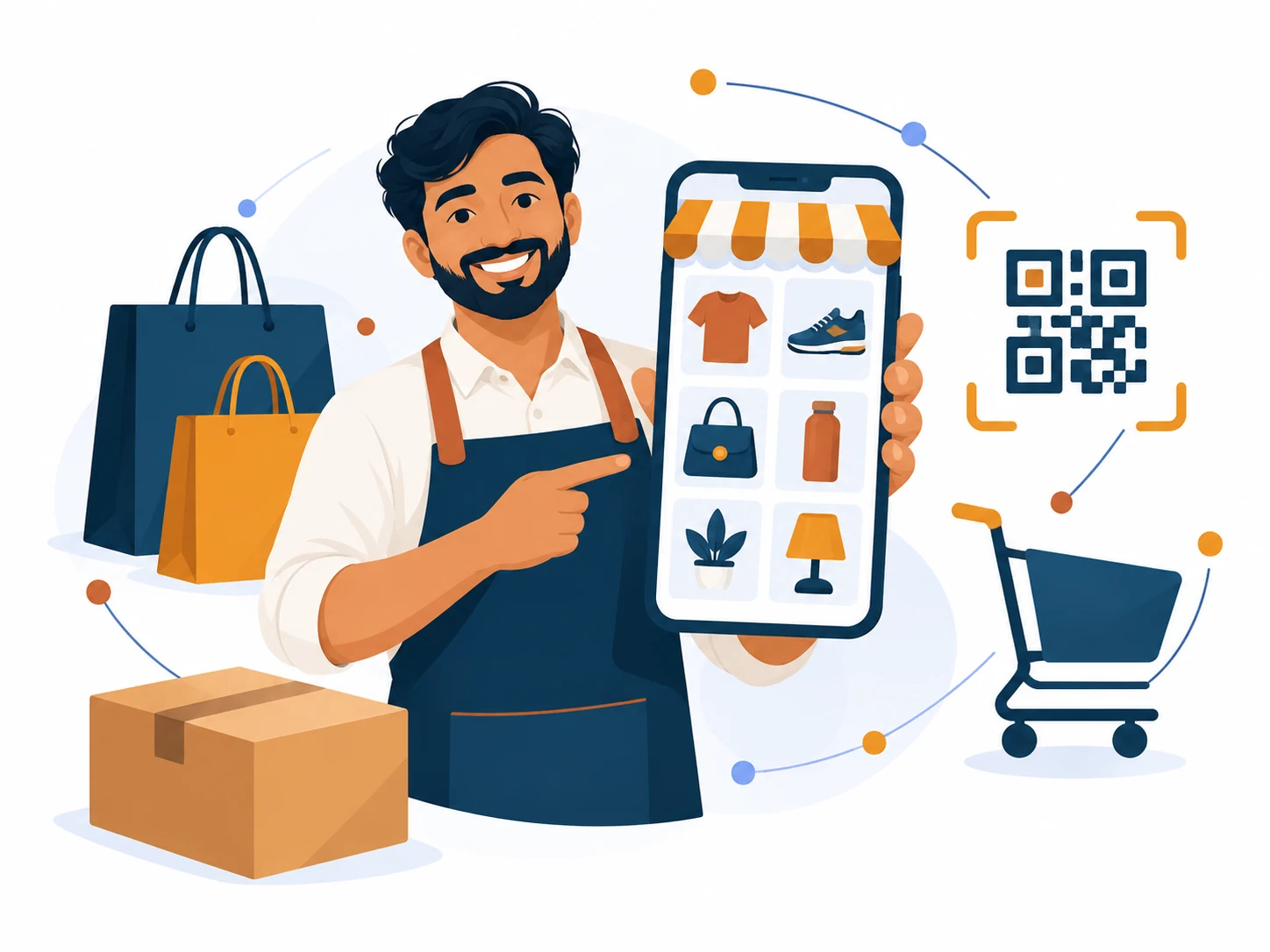 Indian shop owner with an online store