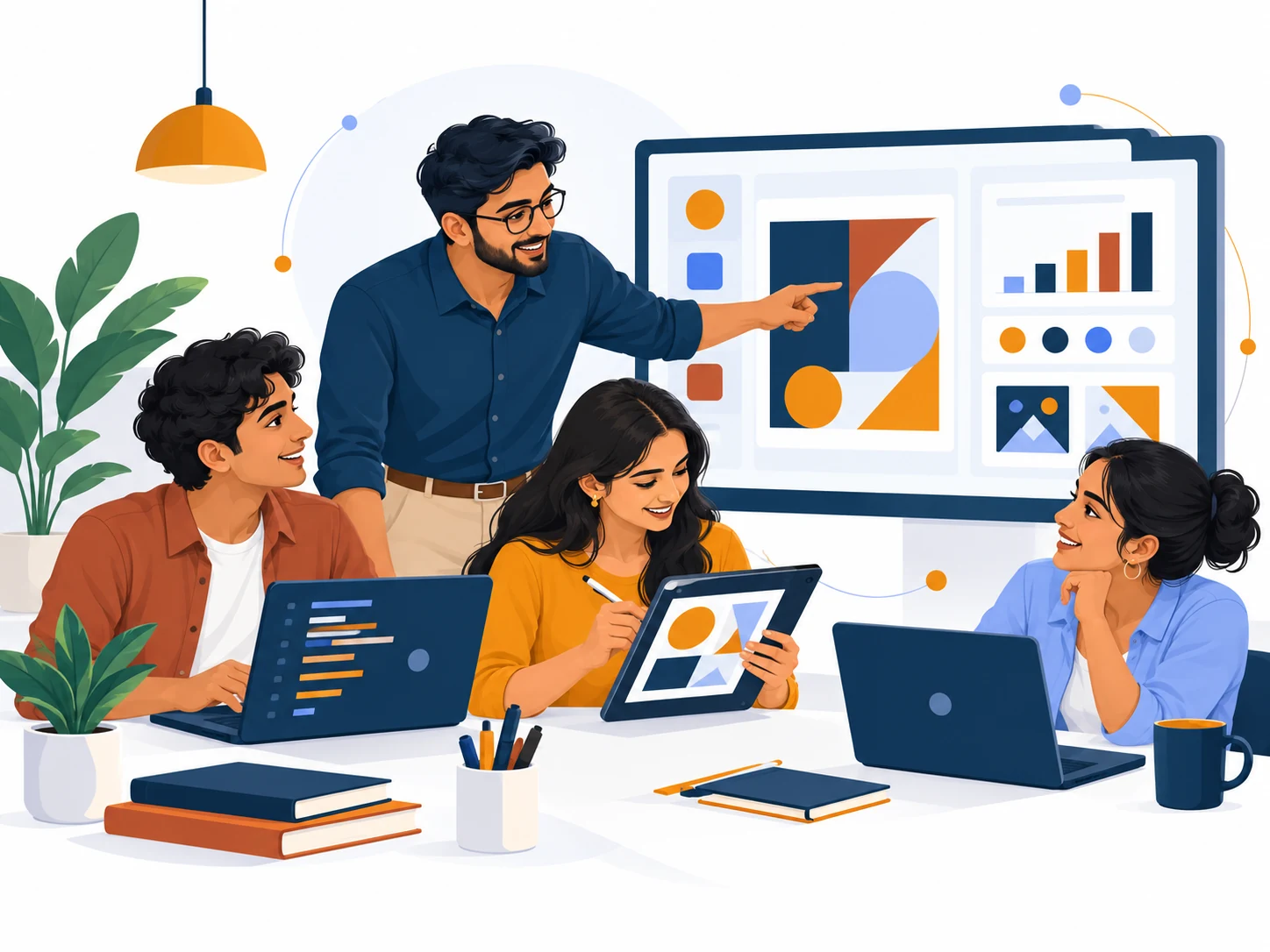 Indian interns learning development, design and digital marketing